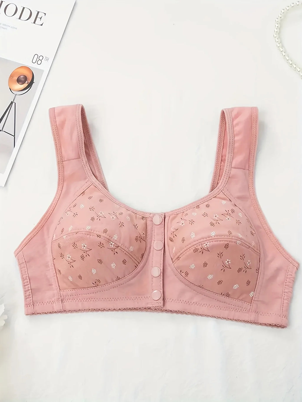 Elegant Front Buckle Floral Bra for Women – 7-Piece Set,  Pressurized Support, Adjustable,  Breathable, Ideal for Breastfeeding