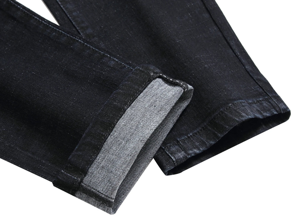 Mens Hole Slim Straight Biker Jeans,Fashion Casual Jeans,Suitable for All Seasons 1091B