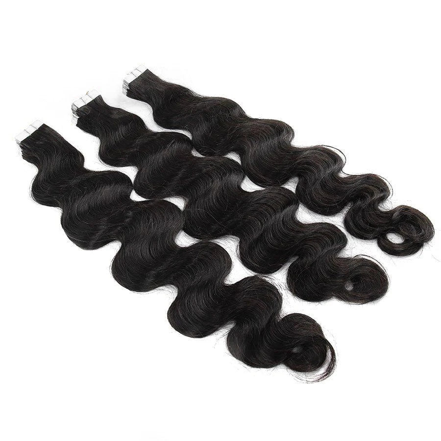 Body Wave Tape In Human Hair Extensions 20Pcs/Pack Seamless Skin Weft Tape Ins 100% Human Hair Wavy Tape In Hair Extensions