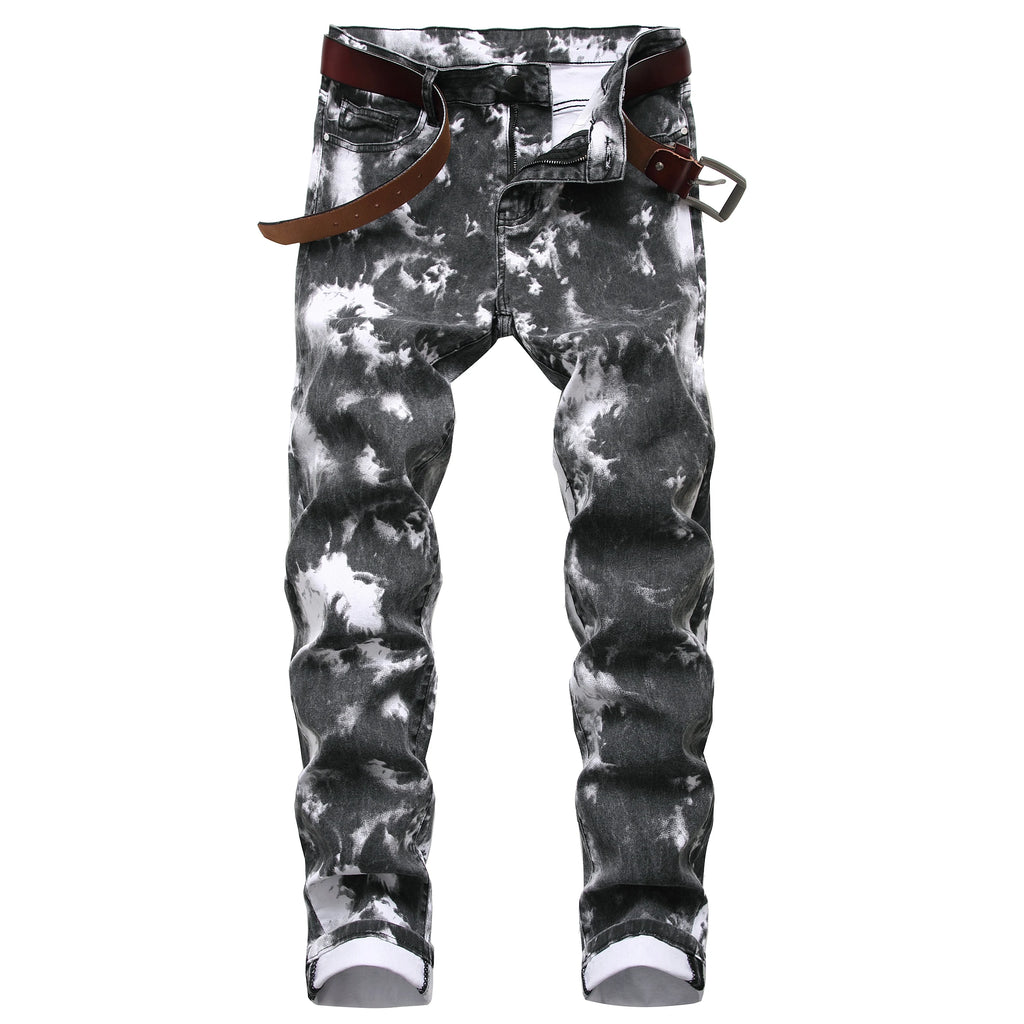 Black Printed Men's Stretch Skinny Jeans Premium Slim Fit Fashionable design 813-2