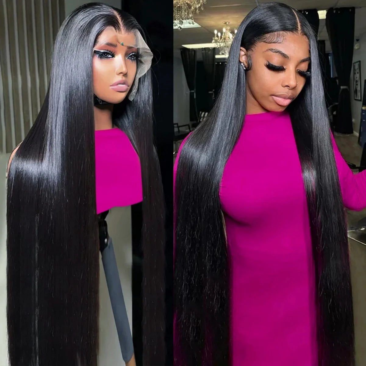40 Inch 200 Density 13x6 Frontal Wig For Women Brazilian Wigs Human Hair 13x4 Bone Straight HD Transparent Lace Front Wigs