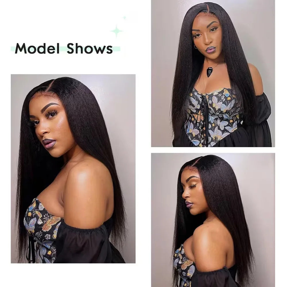 Kinky Straight Clips In Human Hair Extensions Natural Color In Brazilian 100% Remy Human Hair 120G 8Pcs/Set Full Head For Women