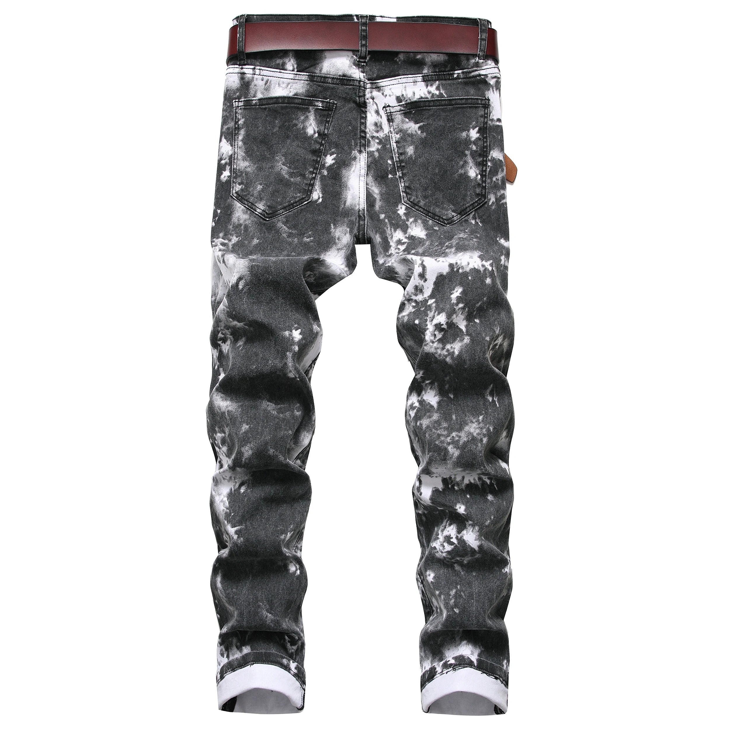 Black Printed Men's Stretch Skinny Jeans Premium Slim Fit Fashionable design 813-2