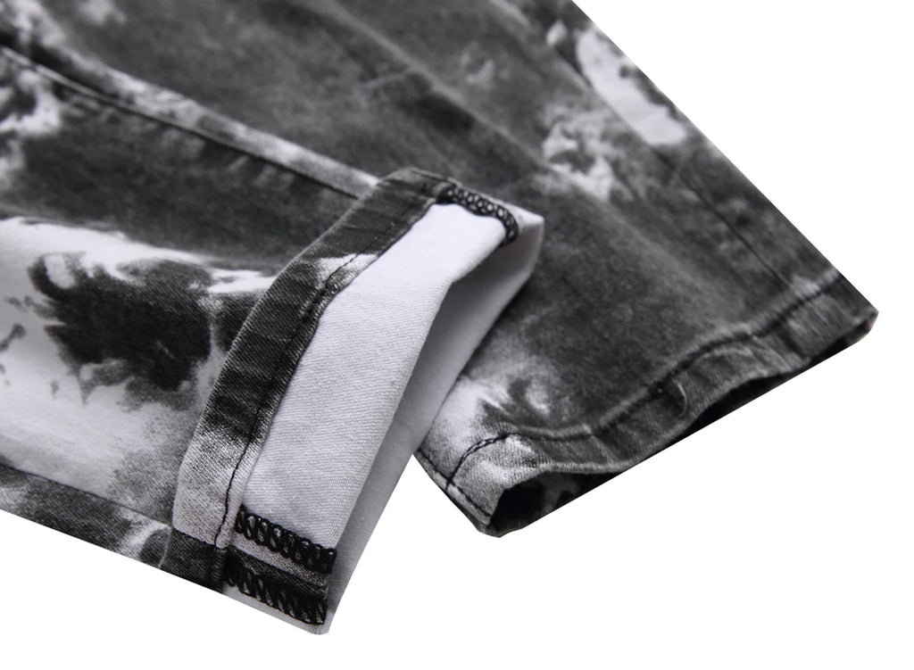 Black Printed Men's Stretch Skinny Jeans Premium Slim Fit Fashionable design 813-2