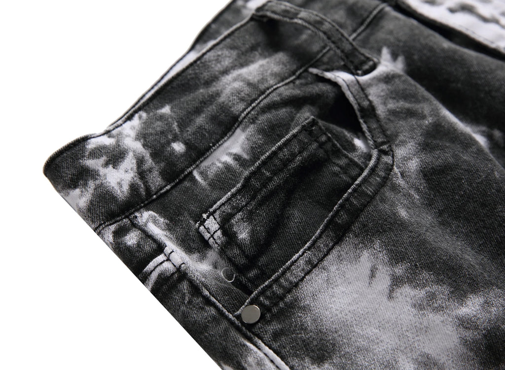 Black Printed Men's Stretch Skinny Jeans Premium Slim Fit Fashionable design 813-2