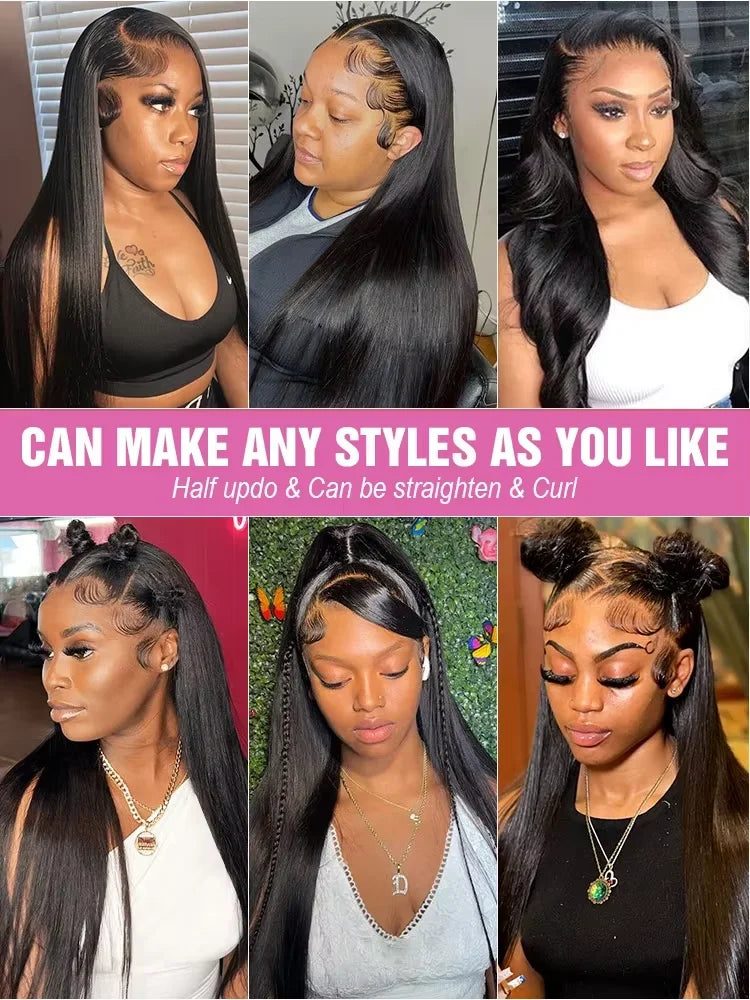40 Inch 200 Density 13x6 Frontal Wig For Women Brazilian Wigs Human Hair 13x4 Bone Straight HD Transparent Lace Front Wigs