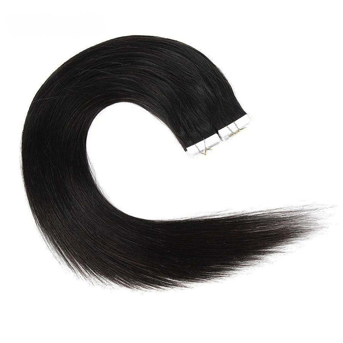 Straight Tape In Hair Extensions Remy Brazilian Hair Extensions Tape Ins For Women Natural Black 16-26 Inches 20Pcs 50G/Pack