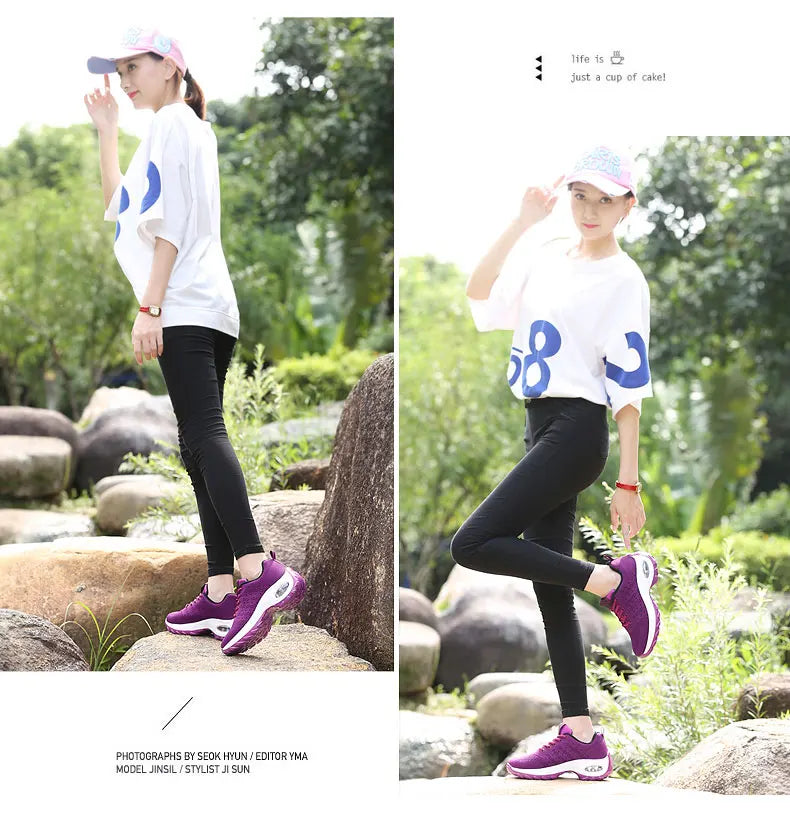 2025 Women's Fashion New Product: Sports Walking Shoes Breathable and Lightweight Casual Walking Platform Shoes Calzados Mujeres