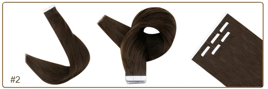 Full Shine Tape in Human Hair Extensions 20pcs Adhesive Skin Weft Pure Solid Color Glue on Woman Hair Machine Made Remy