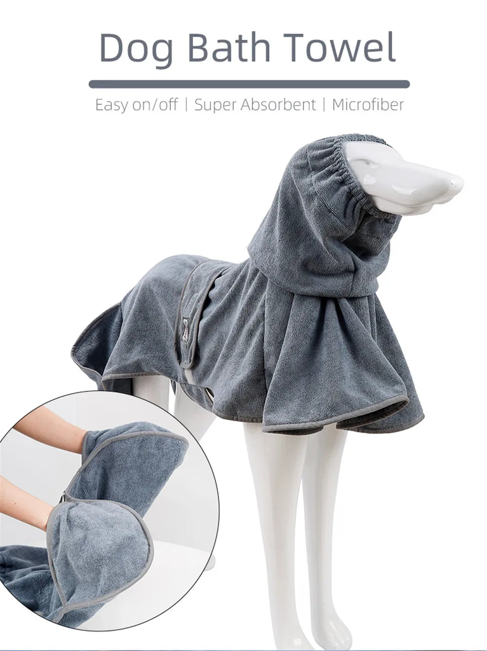 Dog Bathrobe Towel Pet Drying Coat Clothes Adjustable Pet Towel For Large Medium Small Dogs Cat Microfiber Absorbent Beach Towel