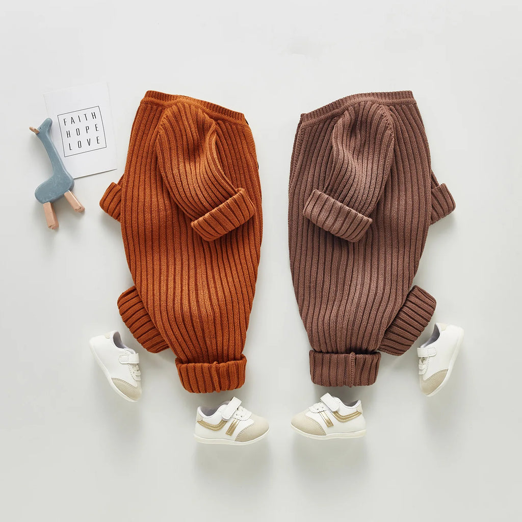 Lioraitiin 0-24M Newborn Infant Baby Boy Girl Autumn Winter Romper Long Sleeve O-Neck Knitting Jumpsuit 3Colors