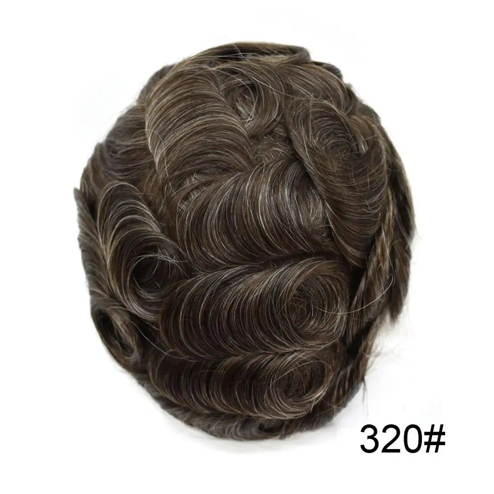 Invisible Full Poly Mens Toupee Thin Skin Hair System For Men 100% Human Hair Replacement All Clear PU Mens Wig