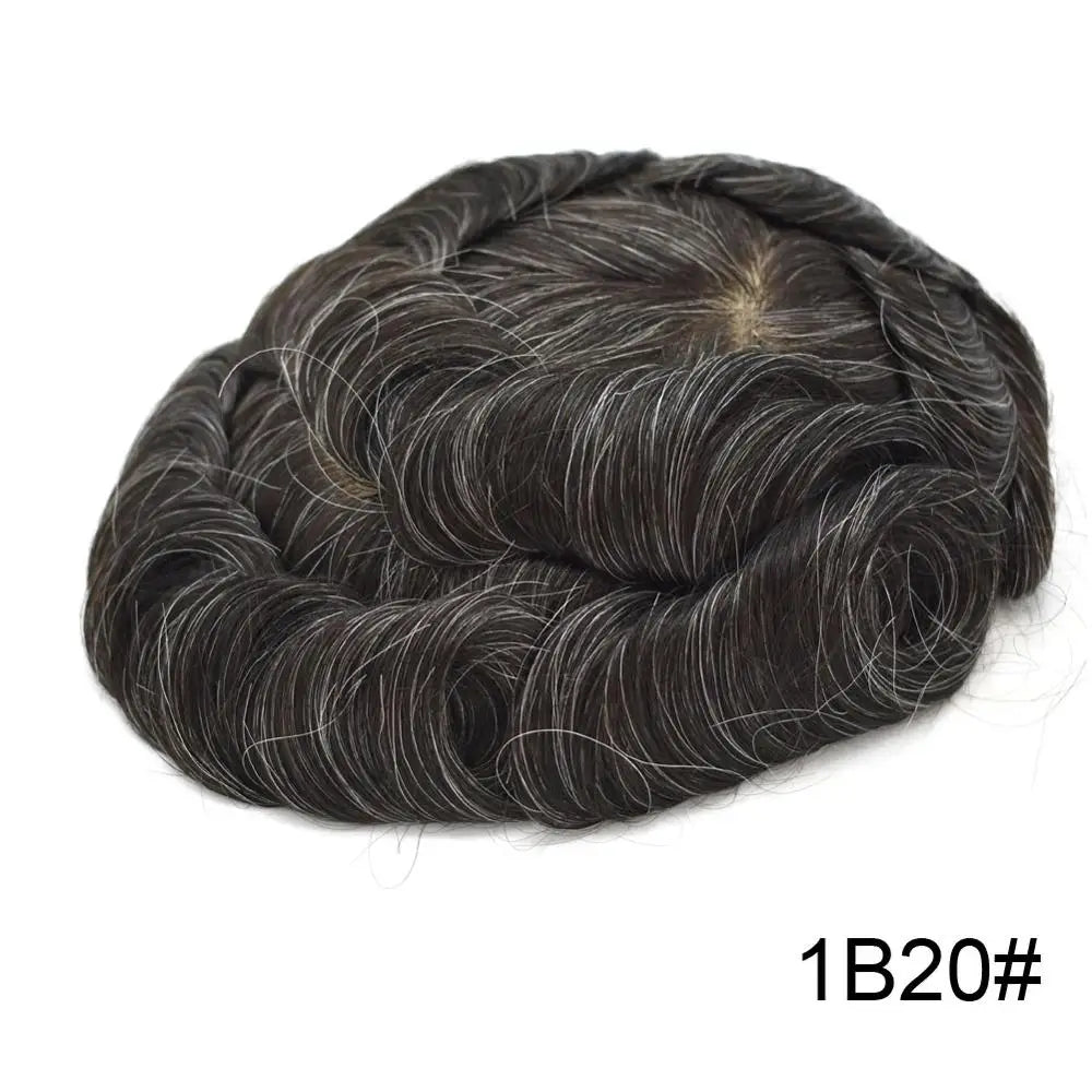 Invisible Full Poly Mens Toupee Thin Skin Hair System For Men 100% Human Hair Replacement All Clear PU Mens Wig