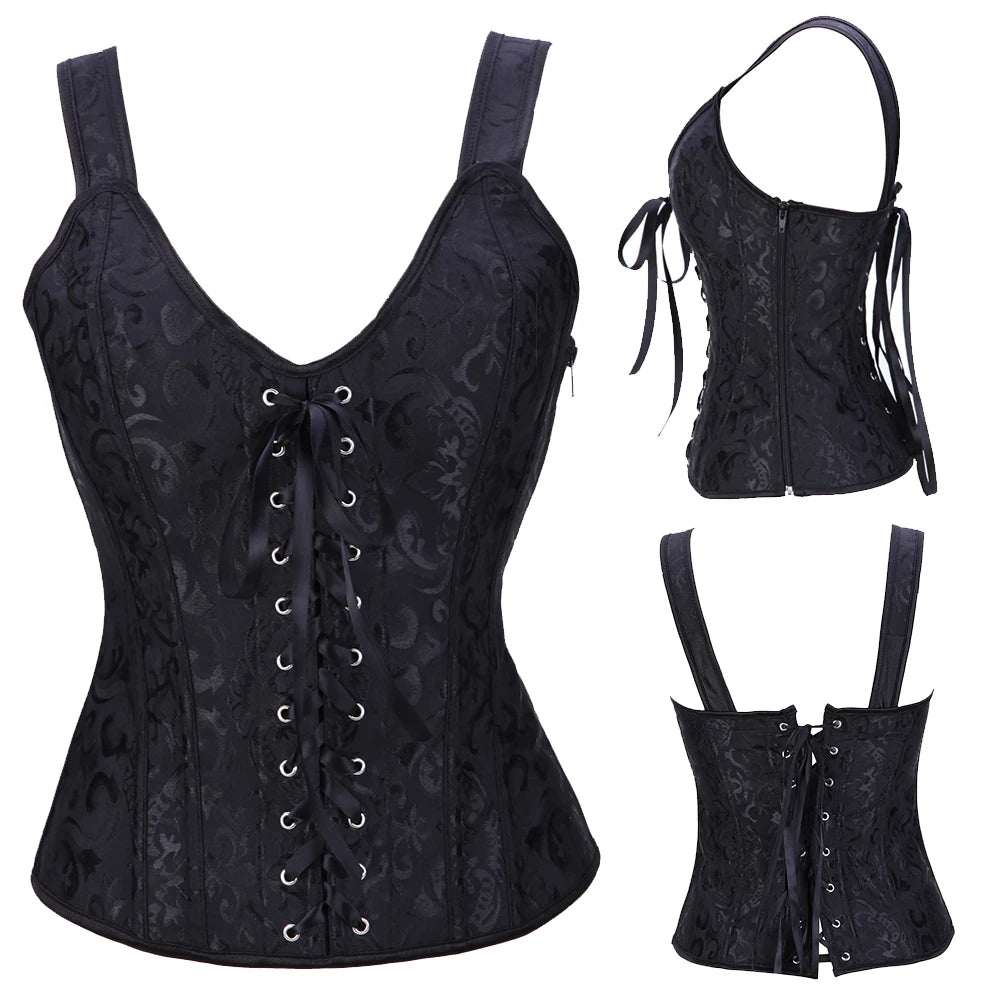 Waist Training Corset Vest Women Lace Up Boned Steampunk Bustiers Top Sexy Corselet Burlesque Clothing Gothic Party Costume