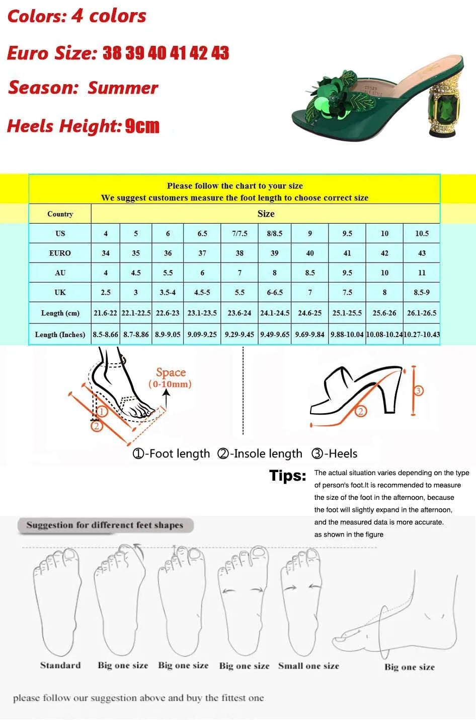 Latest Green Color African Pumps Shoe Summer High Heels Italy Women Wedding Shoes Rhinestone Elegant Women Summer Slipper Shoes