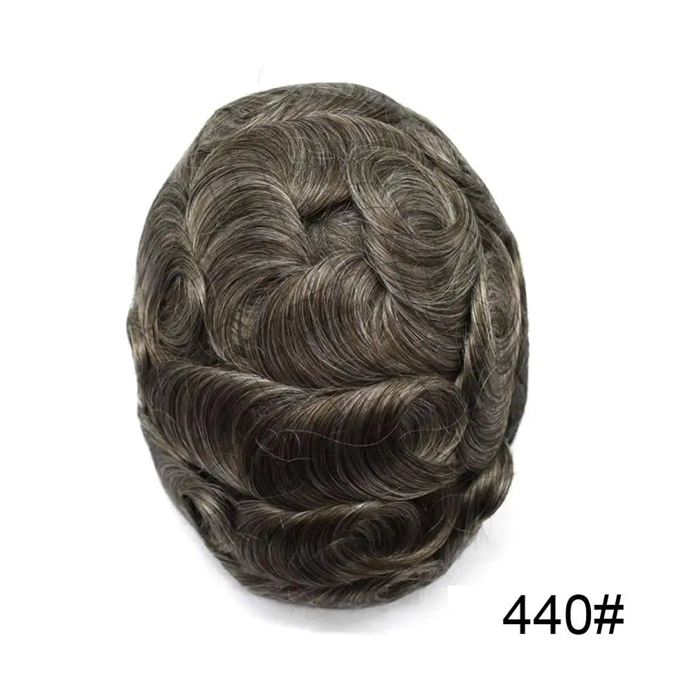 Invisible Full Poly Mens Toupee Thin Skin Hair System For Men 100% Human Hair Replacement All Clear PU Mens Wig