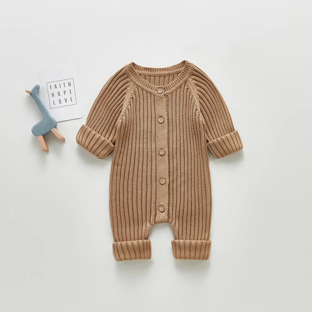 Lioraitiin 0-24M Newborn Infant Baby Boy Girl Autumn Winter Romper Long Sleeve O-Neck Knitting Jumpsuit 3Colors