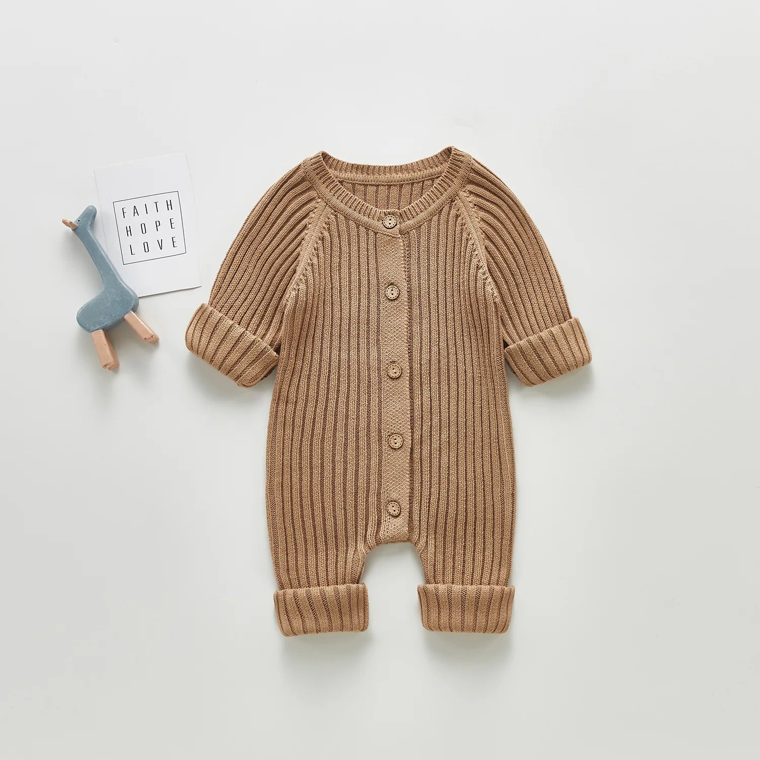 Lioraitiin 0-24M Newborn Infant Baby Boy Girl Autumn Winter Romper Long Sleeve O-Neck Knitting Jumpsuit 3Colors