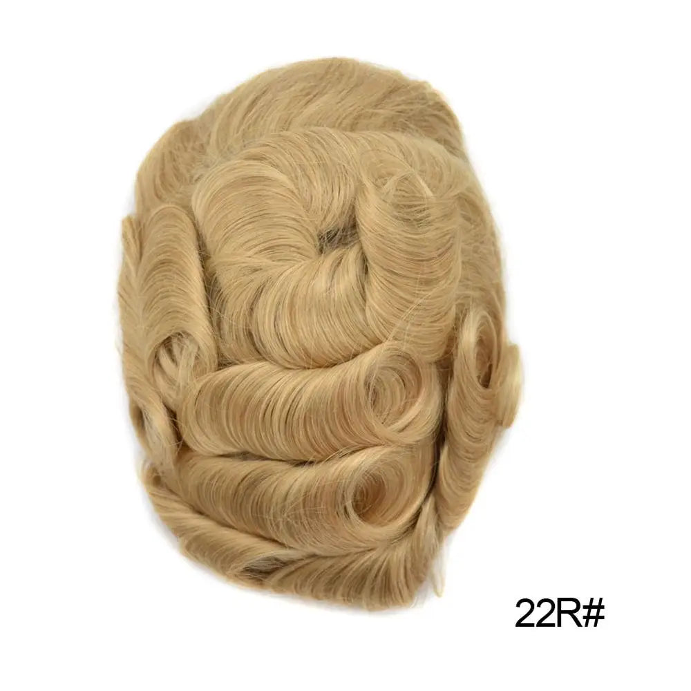Invisible Full Poly Mens Toupee Thin Skin Hair System For Men 100% Human Hair Replacement All Clear PU Mens Wig