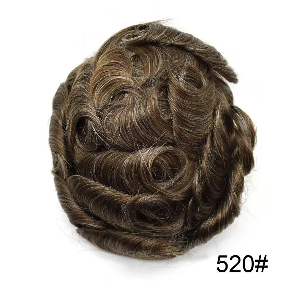 Invisible Full Poly Mens Toupee Thin Skin Hair System For Men 100% Human Hair Replacement All Clear PU Mens Wig