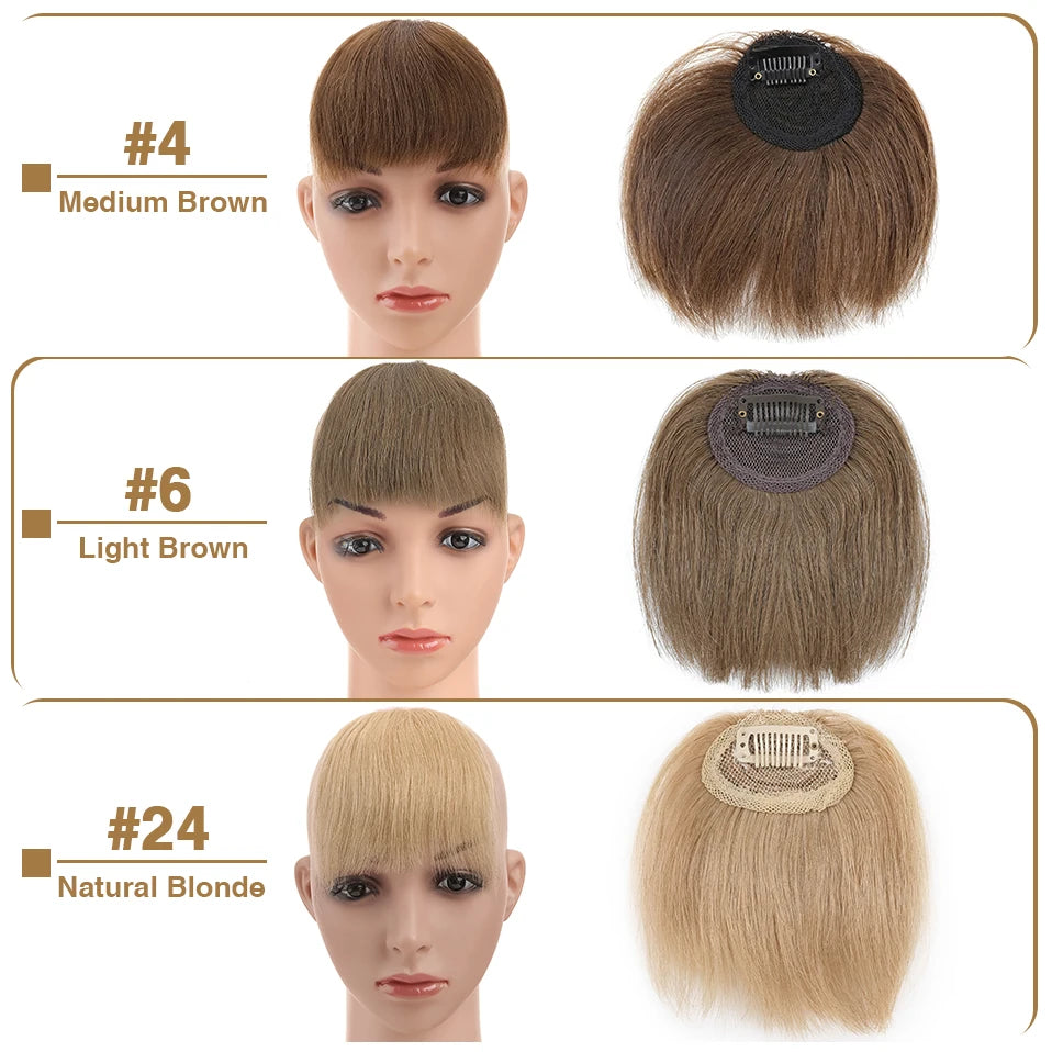 S-noilite 8g Natural Hair Bangs Fringe Human Hair Bangs Wig Human Hair Clip in Extensions Irregular Fringe Hairpiece For Women