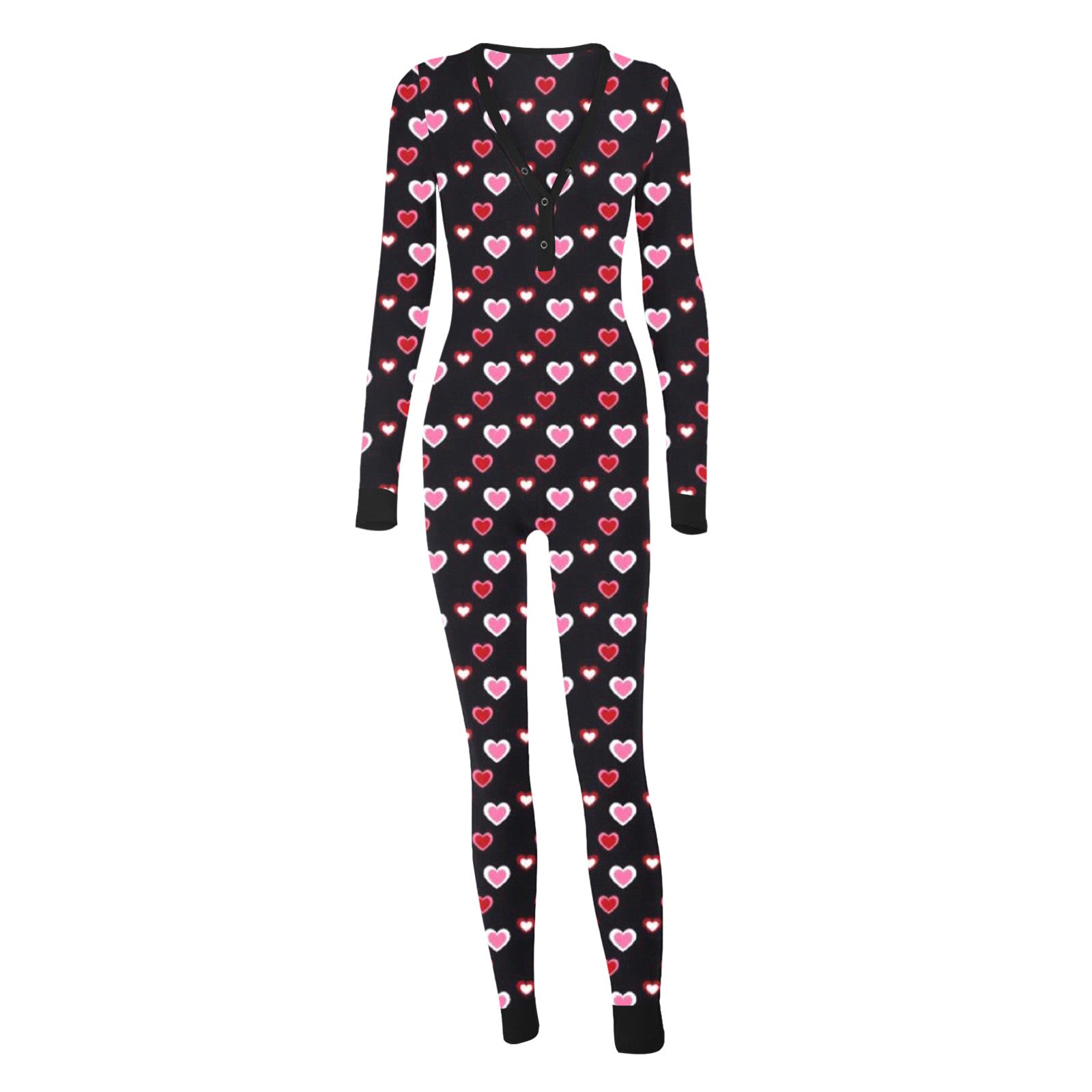 Sexy Women Pajamas Onesies Button-down Buttoned Flap Adults Pyjama Autumn Long Sleeve V-neck Jumpsuit Female Bodysuit Sleepwear