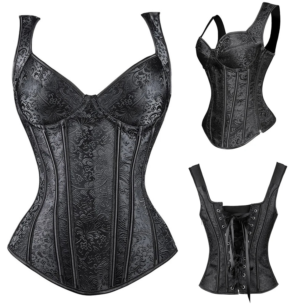 Waist Training Corset Vest Women Lace Up Boned Steampunk Bustiers Top Sexy Corselet Burlesque Clothing Gothic Party Costume