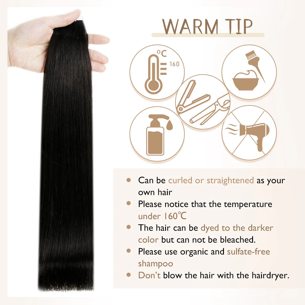 Full Shine Tape in Human Hair Extensions 20pcs Adhesive Skin Weft Pure Solid Color Glue on Woman Hair Machine Made Remy