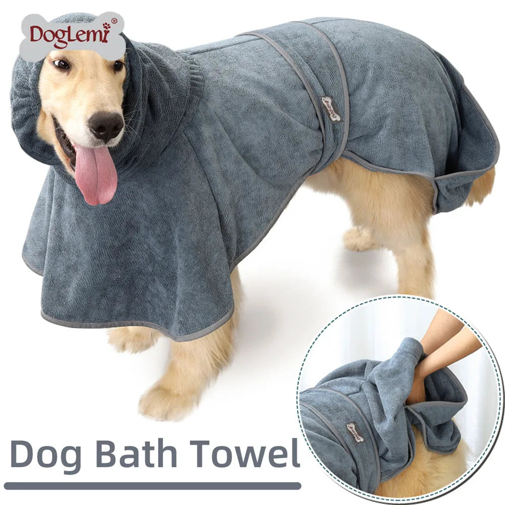 Dog Bathrobe Towel Pet Drying Coat Clothes Adjustable Pet Towel For Large Medium Small Dogs Cat Microfiber Absorbent Beach Towel