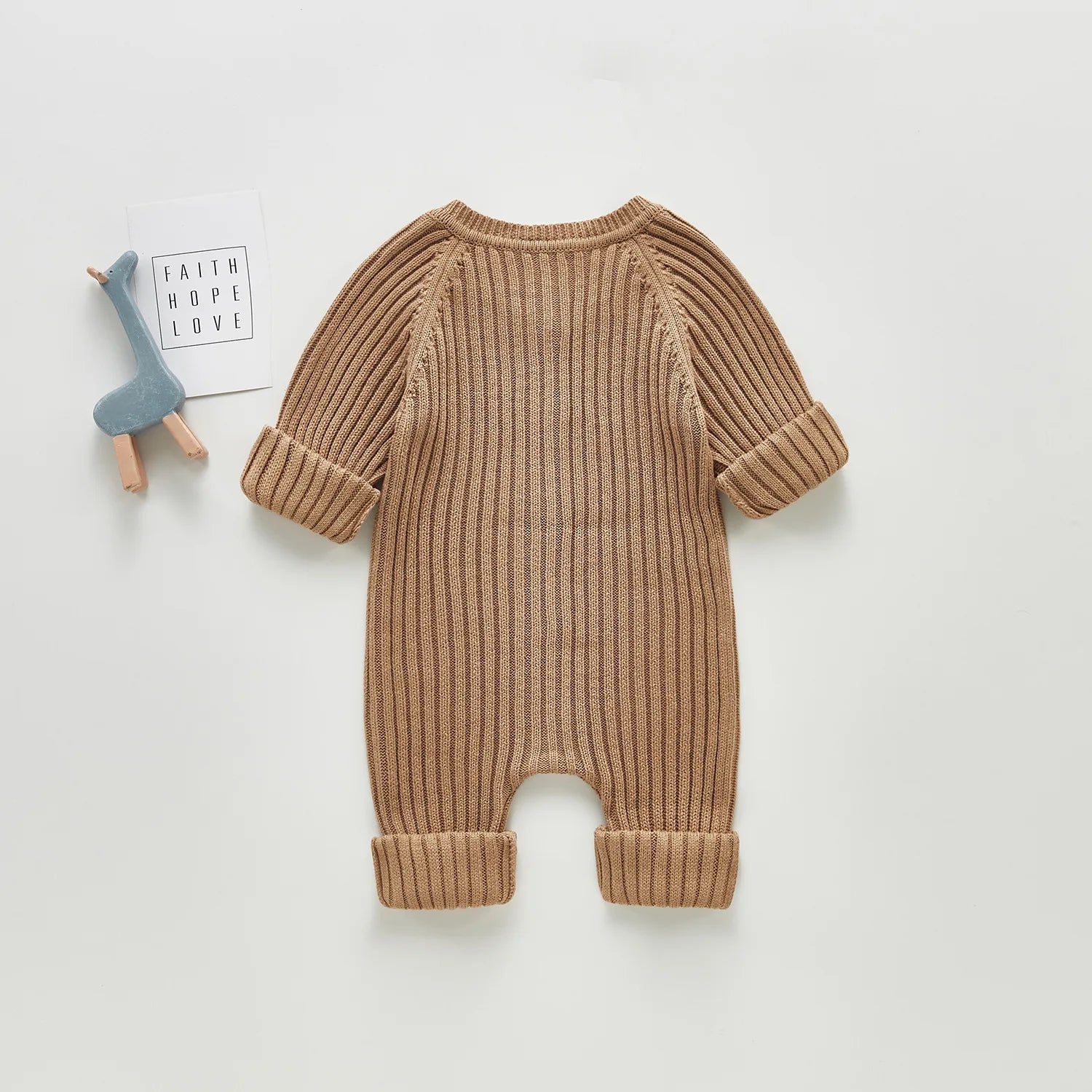Lioraitiin 0-24M Newborn Infant Baby Boy Girl Autumn Winter Romper Long Sleeve O-Neck Knitting Jumpsuit 3Colors