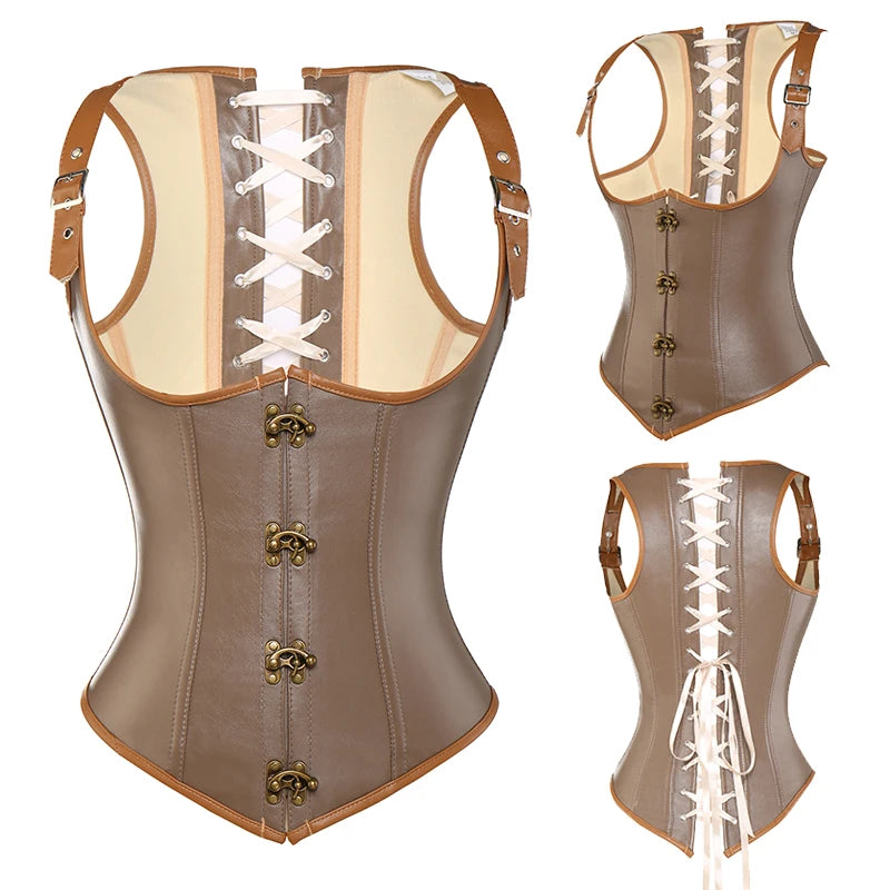 Waist Training Corset Vest Women Lace Up Boned Steampunk Bustiers Top Sexy Corselet Burlesque Clothing Gothic Party Costume