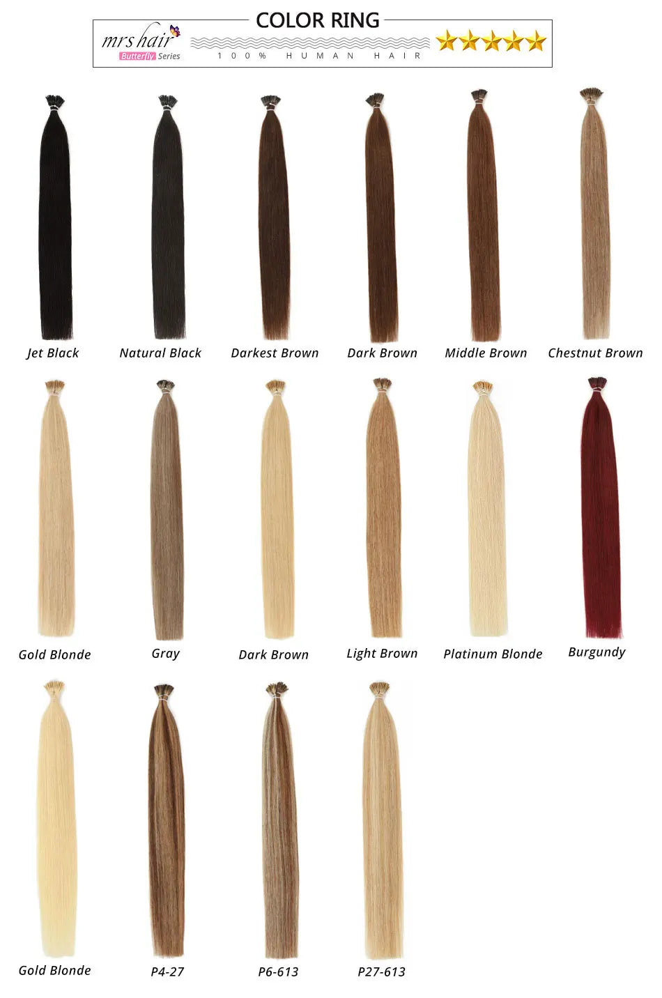 MRS HAIR I Tip Hair Extensions Real Human Hair Pre Bonded Micro Beads Hair Capsules Microlink Capsules Hair