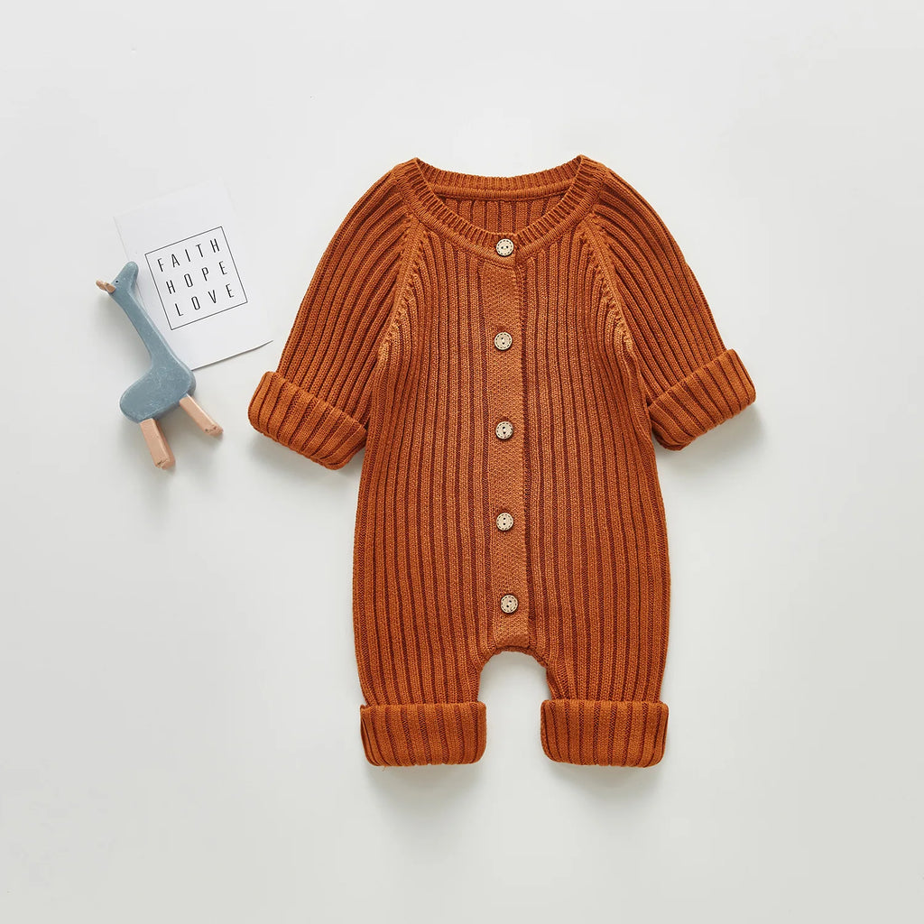 Lioraitiin 0-24M Newborn Infant Baby Boy Girl Autumn Winter Romper Long Sleeve O-Neck Knitting Jumpsuit 3Colors