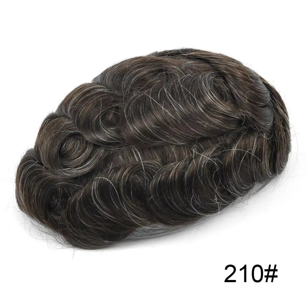 Invisible Full Poly Mens Toupee Thin Skin Hair System For Men 100% Human Hair Replacement All Clear PU Mens Wig