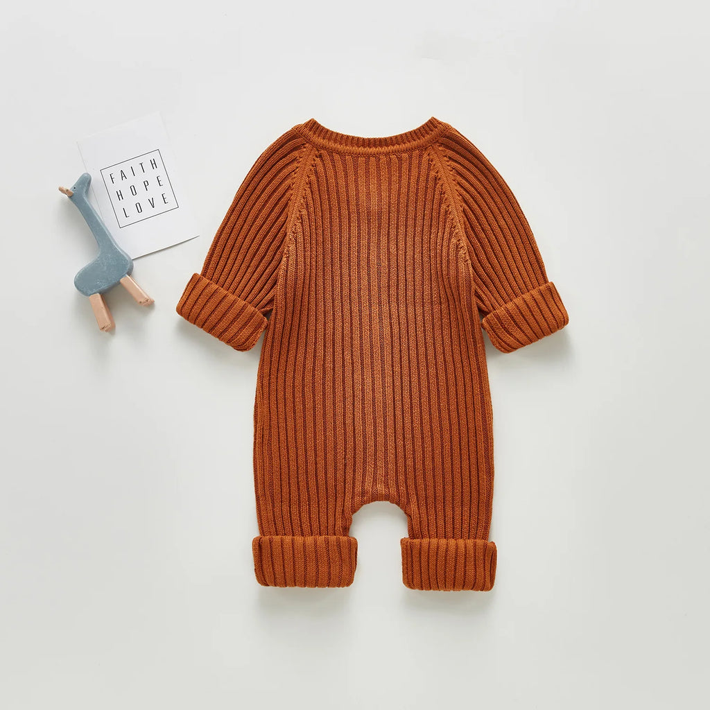 Lioraitiin 0-24M Newborn Infant Baby Boy Girl Autumn Winter Romper Long Sleeve O-Neck Knitting Jumpsuit 3Colors