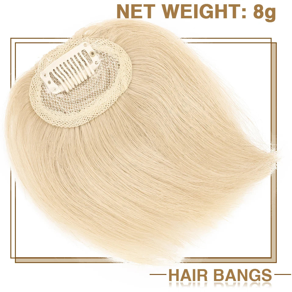 S-noilite 8g Natural Hair Bangs Fringe Human Hair Bangs Wig Human Hair Clip in Extensions Irregular Fringe Hairpiece For Women