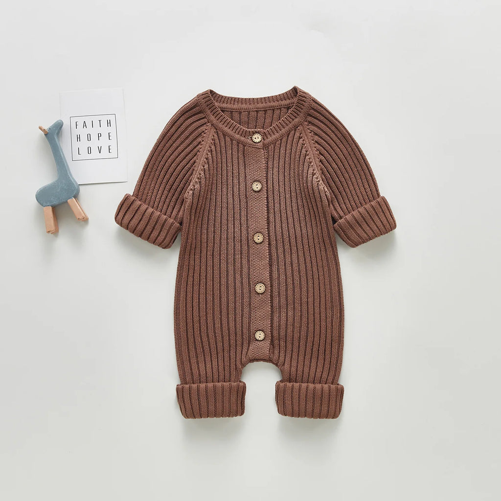Lioraitiin 0-24M Newborn Infant Baby Boy Girl Autumn Winter Romper Long Sleeve O-Neck Knitting Jumpsuit 3Colors