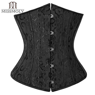 28 Sprial Steel Boned Black Shapewear Waist Cincher Slim Control Body Shaper Cincher Underbust Corset Sexy Women Plus Size S-6XL