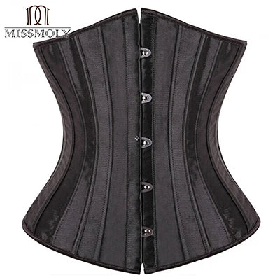 28 Sprial Steel Boned Black Shapewear Waist Cincher Slim Control Body Shaper Cincher Underbust Corset Sexy Women Plus Size S-6XL
