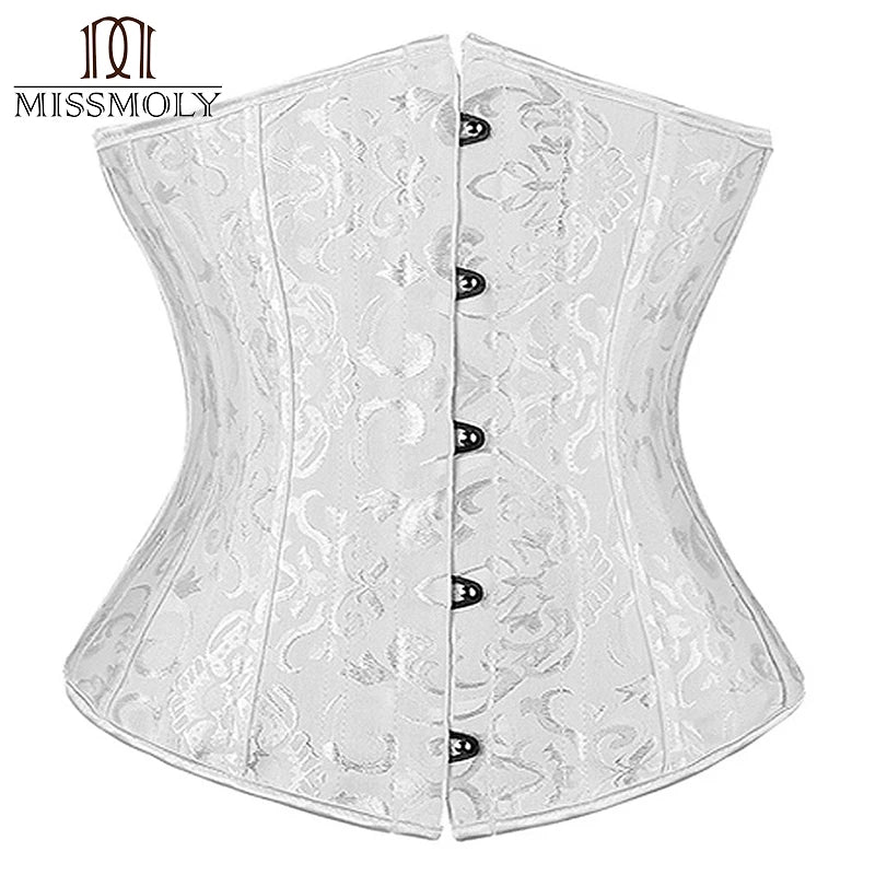 28 Sprial Steel Boned Black Shapewear Waist Cincher Slim Control Body Shaper Cincher Underbust Corset Sexy Women Plus Size S-6XL