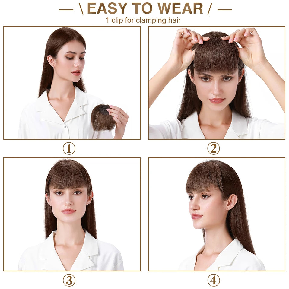 S-noilite 8g Natural Hair Bangs Fringe Human Hair Bangs Wig Human Hair Clip in Extensions Irregular Fringe Hairpiece For Women