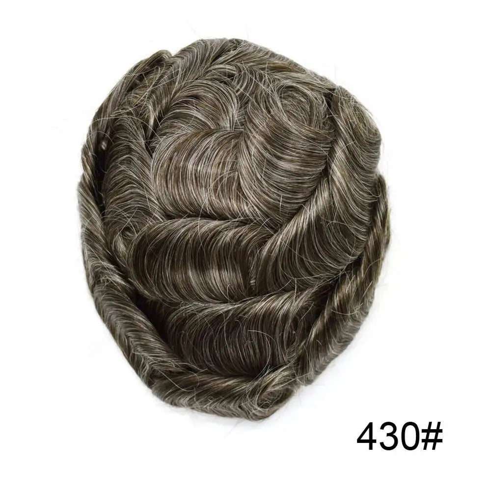 Invisible Full Poly Mens Toupee Thin Skin Hair System For Men 100% Human Hair Replacement All Clear PU Mens Wig