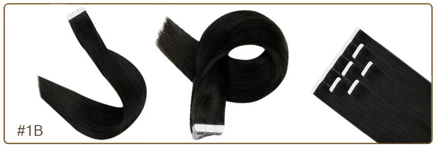 Full Shine Tape in Human Hair Extensions 20pcs Adhesive Skin Weft Pure Solid Color Glue on Woman Hair Machine Made Remy