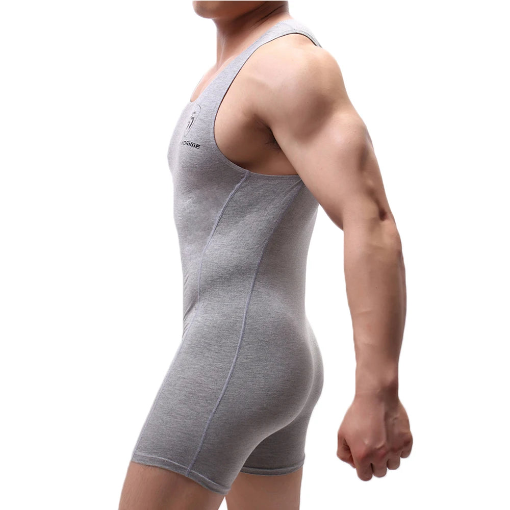 Sexy Mens Undershirts Modal Seamless Bodysuits Sports Fitness Wresting Singlet Jumpsuits Shorts Slip Homme Sleepwear Underwear