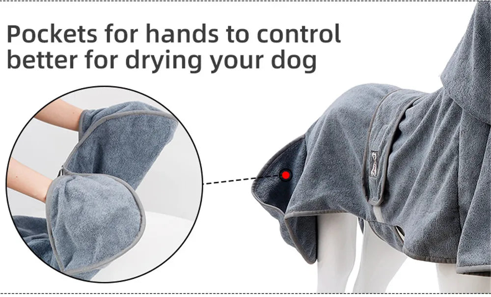 Dog Bathrobe Towel Pet Drying Coat Clothes Adjustable Pet Towel For Large Medium Small Dogs Cat Microfiber Absorbent Beach Towel