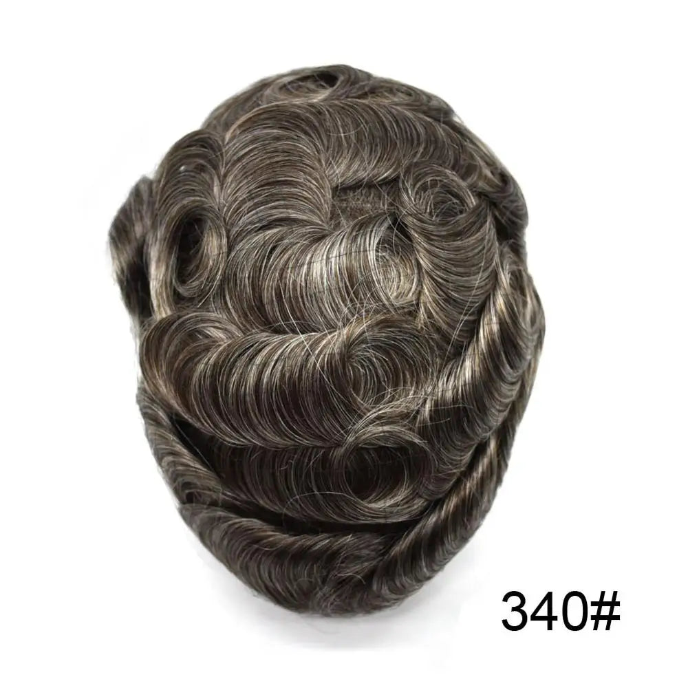 Invisible Full Poly Mens Toupee Thin Skin Hair System For Men 100% Human Hair Replacement All Clear PU Mens Wig