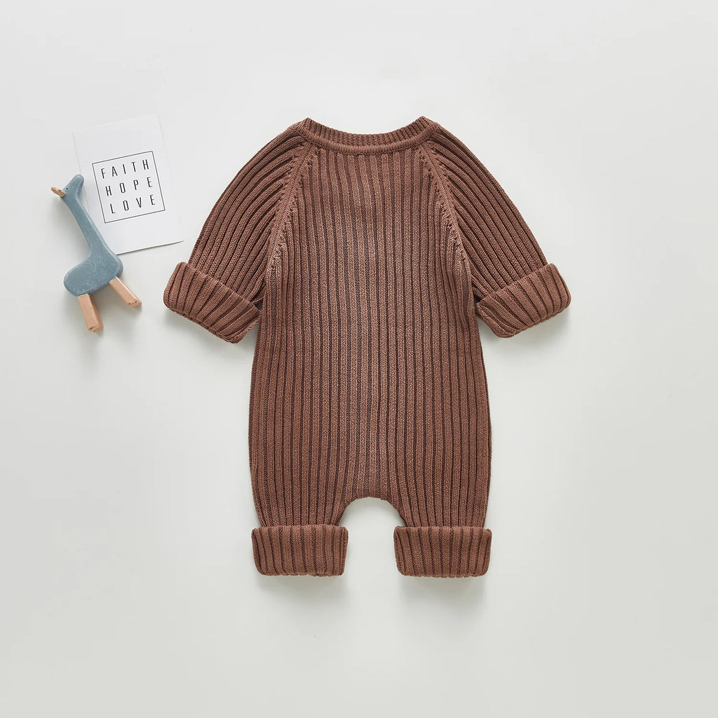Lioraitiin 0-24M Newborn Infant Baby Boy Girl Autumn Winter Romper Long Sleeve O-Neck Knitting Jumpsuit 3Colors