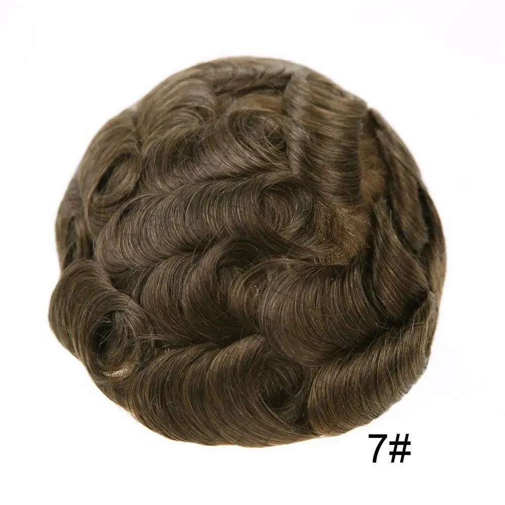 Invisible Full Poly Mens Toupee Thin Skin Hair System For Men 100% Human Hair Replacement All Clear PU Mens Wig