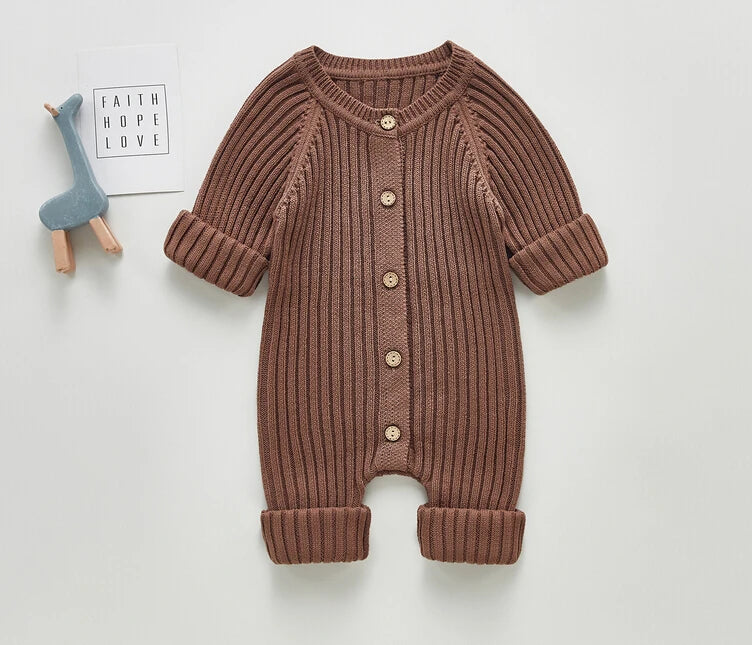 Lioraitiin 0-24M Newborn Infant Baby Boy Girl Autumn Winter Romper Long Sleeve O-Neck Knitting Jumpsuit 3Colors