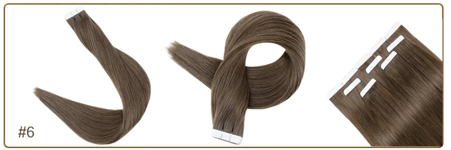 Full Shine Tape in Human Hair Extensions 20pcs Adhesive Skin Weft Pure Solid Color Glue on Woman Hair Machine Made Remy